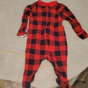 🐻 Old Navy Cozy Red and Black Footie One Piece